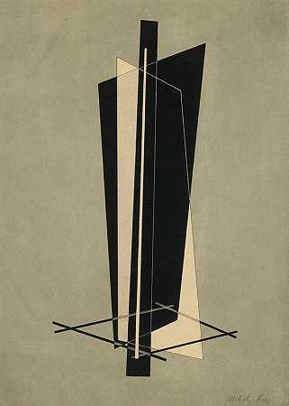 凯斯特内菲尔复合材料（一块板）`Kestnermappe; Komposition (One Plate) (P. 123) (1922~23) by László Moholy-Nagy
