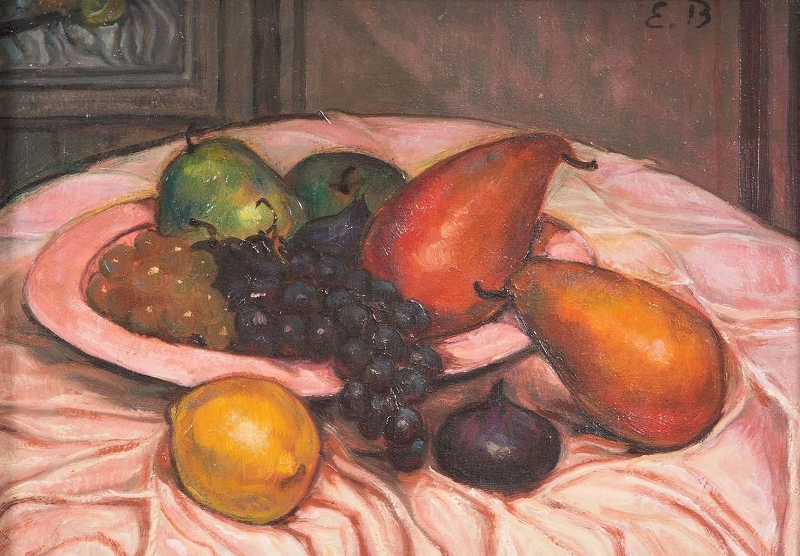 水果静物`Nature morte aux fruits (circa 1920) by Emile Bernard