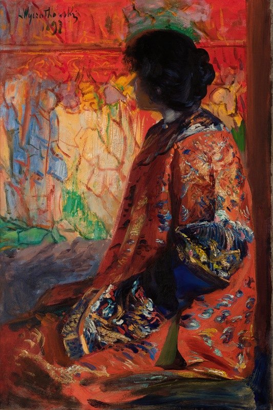日本女人`Japanese Woman (1897) by Leon Wyczółkowski