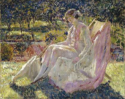 日光浴`Sunbath (1908 1918) by Frederick Carl Frieseke