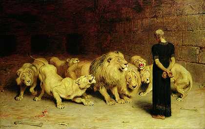 狮子洞里的丹尼尔`Daniel In The Lions Den by Briton Riviere