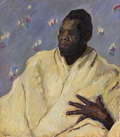 穿着白袍的非洲人`Afrikaner mit weißem Gewand (1912) by Hanns Sprung