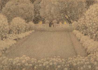 白色花园`Le jardin blanc (1912) by Henri Le Sidaner