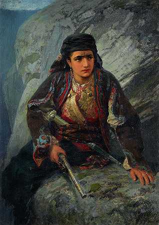 赫泽戈夫人在了望`The Herzegovian on lookout by Vasily Dmitrievich Polenov