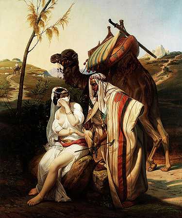 犹大和他玛`Judah and Tamar by Emile Jean Horace Vernet