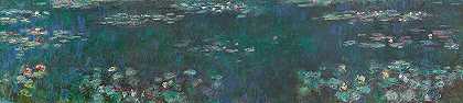 睡莲，绿色的倒影`The Water Lilies, Green Reflections by Claude Monet