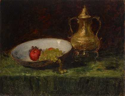 静物画（水果和铜罐）`Still Life (Fruit and Copper Pot) by William Merritt Chase