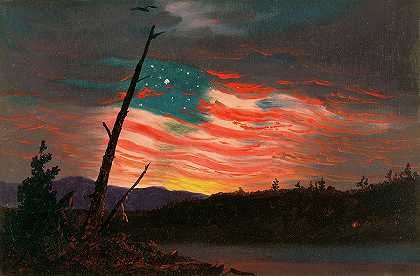 我们的旗帜在天空`Our Banner in Sky by Frederic Edwin Church