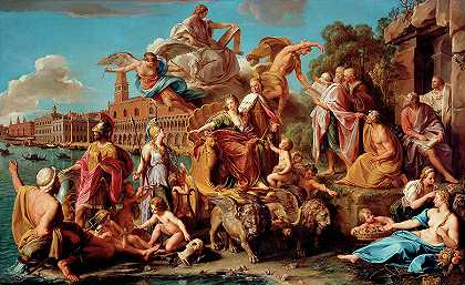 威尼斯的胜利`The Triumph of Venice by Pompeo Girolamo Batoni