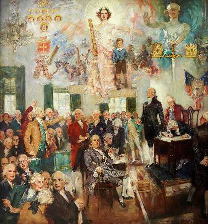 签署宪法`Signing of the Constitution by Howard Chandler Christy