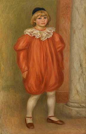 穿着小丑服装的克劳德·雷诺阿`Claude Renoir in Clown Costume by Pierre-Auguste Renoir