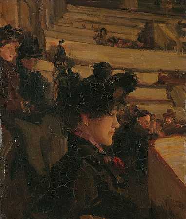 在剧院`At the Theatre (c. 1895) by Isaac Israëls