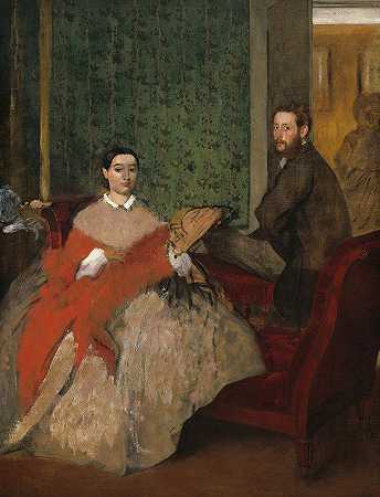 埃德蒙多和特雷莎·莫比利`Edmondo and Thérèse Morbilli (c. 1865) by Edgar Degas