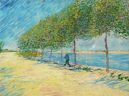 塞纳河边`By the Seine by Vincent van Gogh