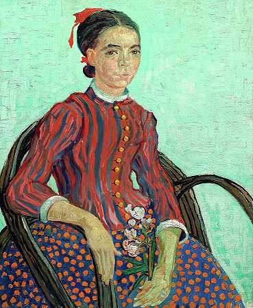 坐在藤椅上`Sitting in a Cane Chair by Vincent van Gogh