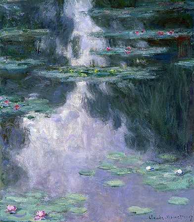 蓝水睡莲`Blue Water Nymphaeas by Claude Monet