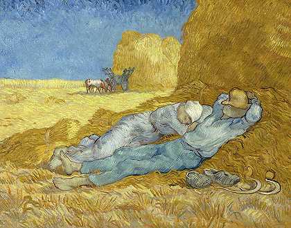 小米之后的午睡`The siesta, after Millet by Vincent van Gogh