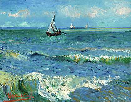 圣玛丽附近的海景`Seascape near Les Saintes-Maries-de-la-Mer by Vincent van Gogh