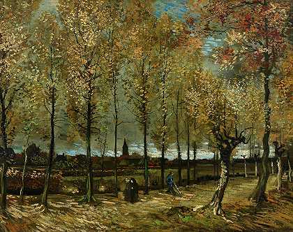 纽恩附近的杨树`Poplars near Nuenen by Vincent van Gogh