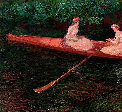 爱普特岛上的独木舟`The Canoe on Epte by Claude Monet