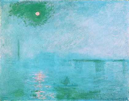 泰晤士河上的查林跨桥雾`Charing Cross Bridge Fog on the Thames by Claude Monet