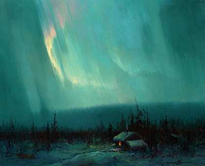 北极北极光`Northern Lights, Arctic by Sydney Mortimer Laurence