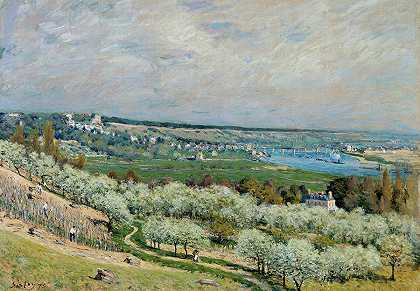 圣日耳曼的露台，春天`The Terrace at Saint-Germain, Spring by Alfred Sisley
