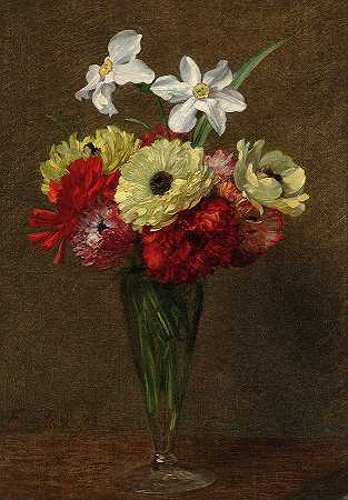 花瓶`Vase of Flowers by Henri Fantin-Latour