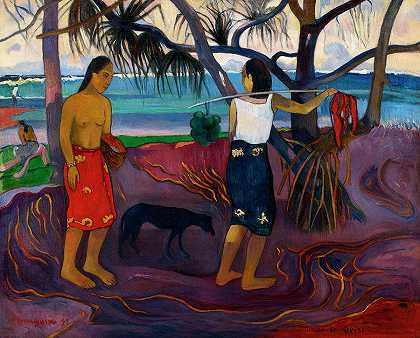 潘达努斯下`Under the Pandanus by Paul Gauguin