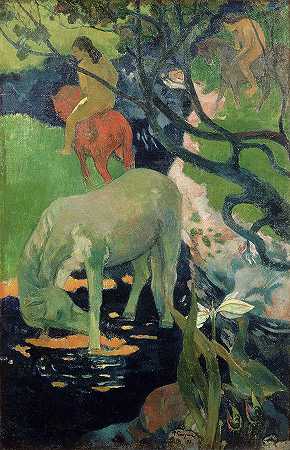 白马`The White Horse by Paul Gauguin