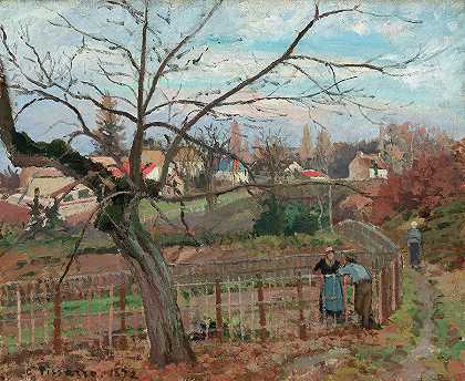 篱笆`The Fence by Camille Pissarro