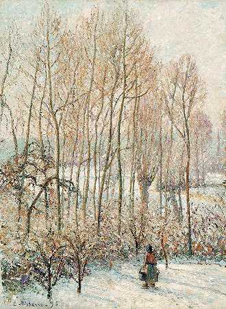 早晨阳光照在雪上，埃拉格尼河畔`Morning Sunlight on the Snow, Eragny-sur-Epte by Camille Pissarro