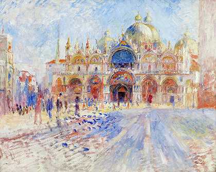 圣马可广场，威尼斯，1881年`The Piazza San Marco, Venice, 1881 by Pierre-Auguste Renoir