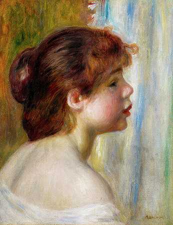 一个年轻女子的头`Head of a Young Woman by Pierre-Auguste Renoir
