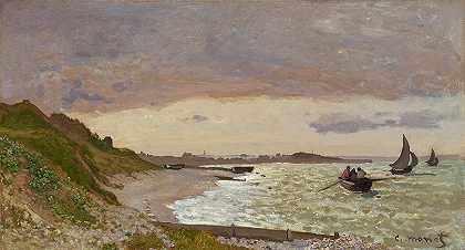 1864年的圣阿德里斯海岸`The Seashore at Sainte-Adresse, 1864 by Claude Monet