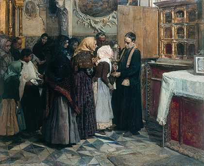 亲吻圣物`Kissing The Relic (1893) by Joaquín Sorolla