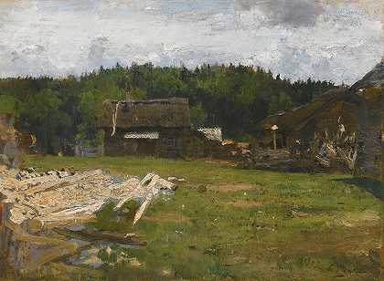 乌克兰丘格夫附近的森林清理`Forest Clearing Near Chuguev, Ukraine (1877) by Ilya Efimovich Repin