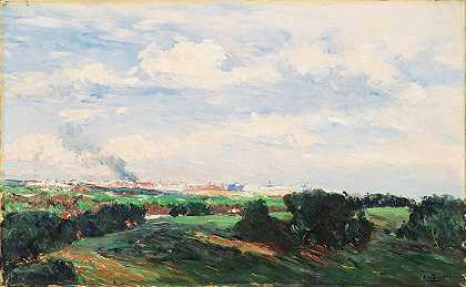从法兰提斯植物园看马德里，或从帕尔多看马德里`View of Madrid from the Plantío de los Infantes or Madrid Seen from El Pardo (1909) by Aureliano de Beruete