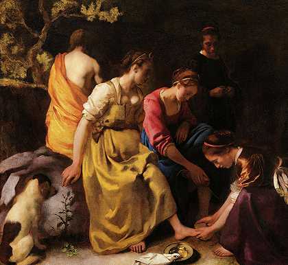 戴安娜和她的仙女`Diana and her Nymphs by 维米尔