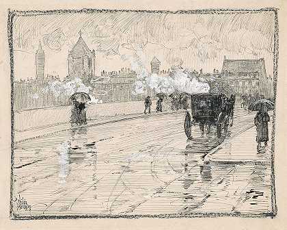 雨天，波士顿`Rainy Day, Boston (1886) by Childe Hassam