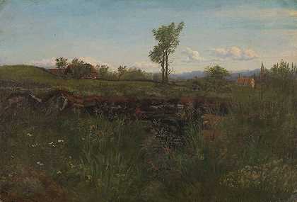卡尔斯鲁赫周边景观研究`Landscape Study from the Environs of Carlsruhe (1873) by Kitty Kielland