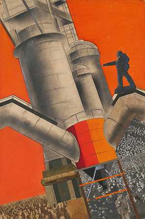 列宁与社会主义重建`Lenin and socialist reconstruction (1920) by Gustavs Klucis