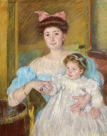 莫雷尔·达勒克斯伯爵夫人和她的儿子`Countess Morel d\’Arleux and Her Son by Mary Cassatt