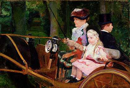 一个女人和一个女孩开车`A Woman and a Girl Driving by Mary Cassatt