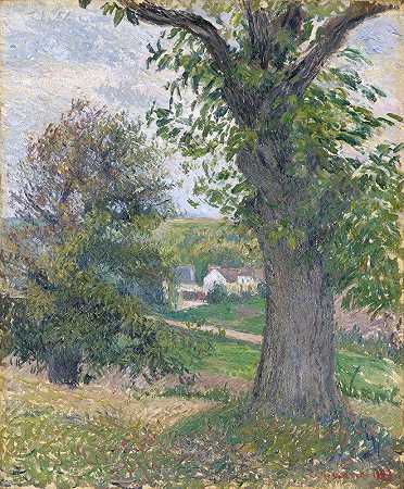 奥斯尼的栗树`Chestnut Trees in Osny (1883) by Camille Pissarro