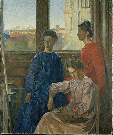 女画家`Woman Painters (1902) by Carl Wilhelmson
