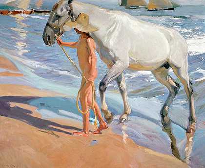 马浴`The Horse\’s Bath by Joaquin Sorolla