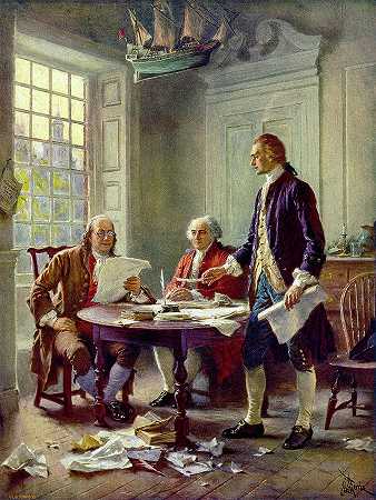 撰写独立宣言，1776年`Writing the Declaration of Independence, 1776 by Jean Leon Gerome Ferris
