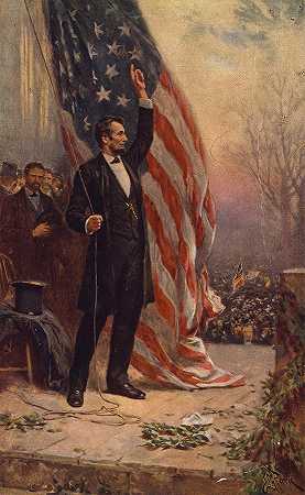 亚伯拉罕·林肯总统发表演讲`President Abraham Lincoln Giving A Speech by Jean Leon Gerome Ferris