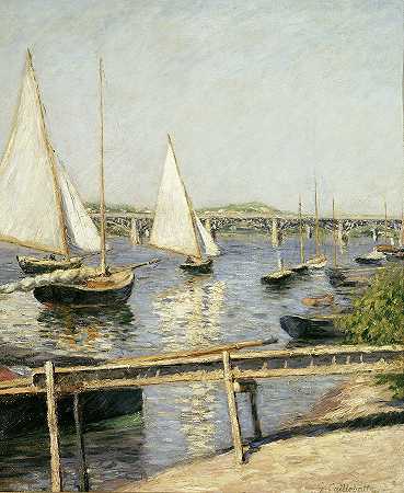 阿根泰尔的帆船`Sailing Boats at Argenteuil by Gustave Caillebotte